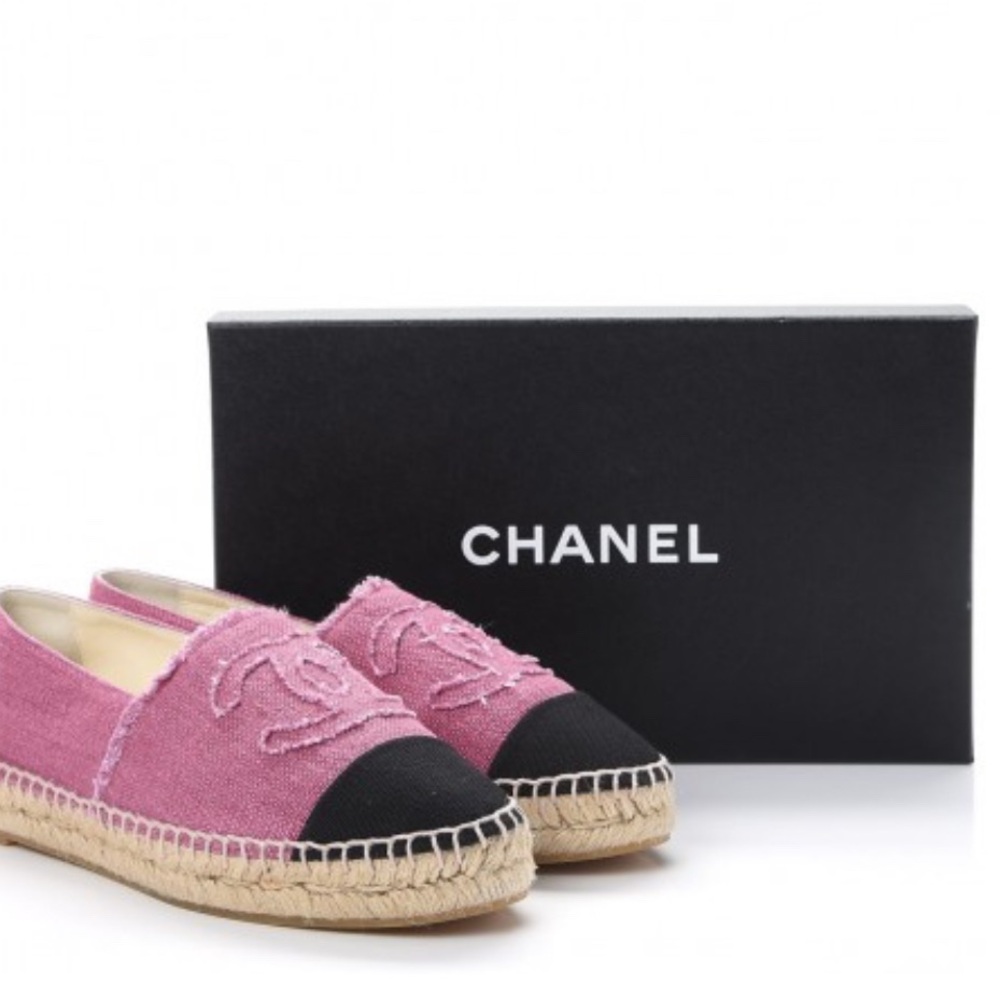 Chanel Pink Espadrille Flats